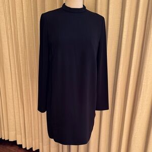 Elegant Black Long Sleeve Mini Dress